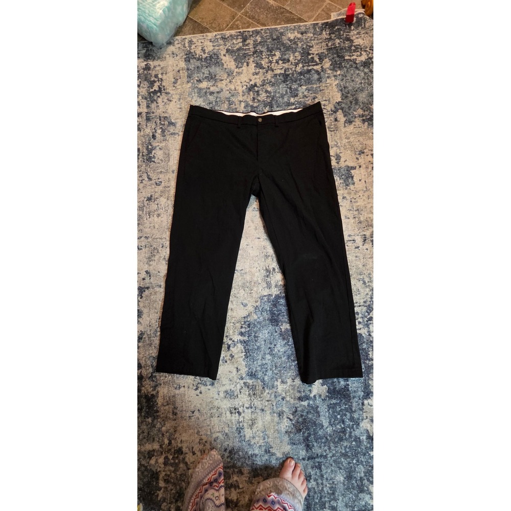 George Mens Regular Fit Chino Pants Black 42x30 Straight Leg Trousers